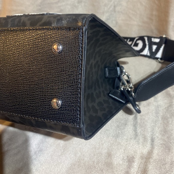 Karl Lagerfeld Paris Maybelle Satchel Black/Grey Leopard - Picture 4 of 16